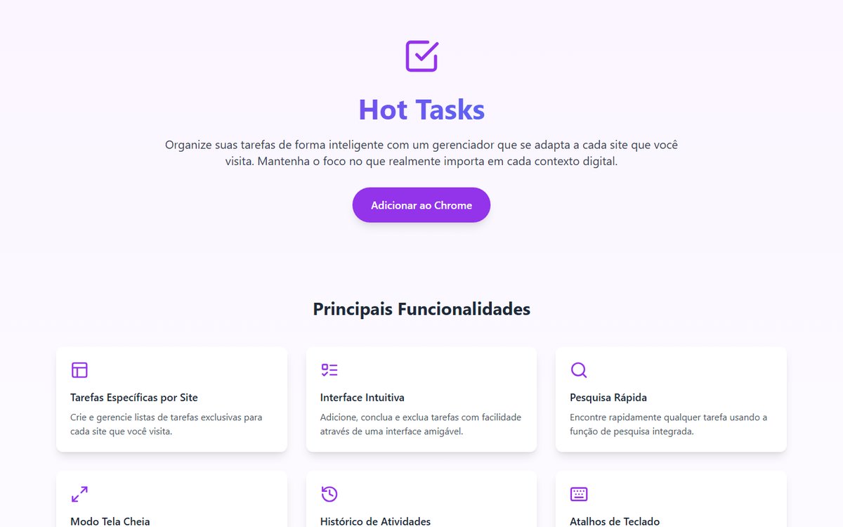 Landing page da extensão Hot Tasks