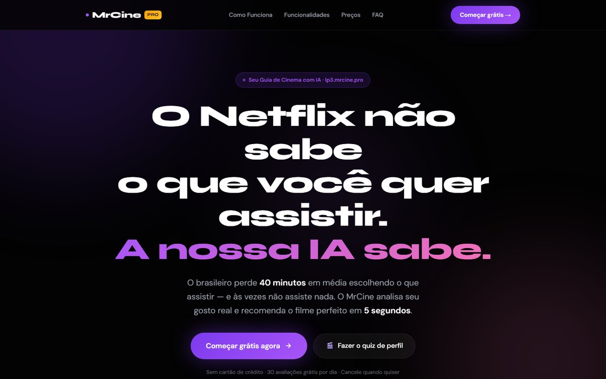 Landing page do MrCine Pro