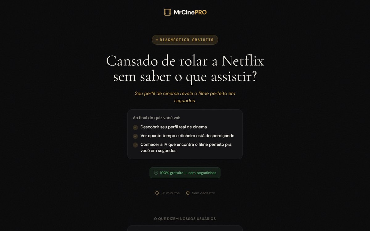 MrCine Quiz, quiz de perfil cinematográfico